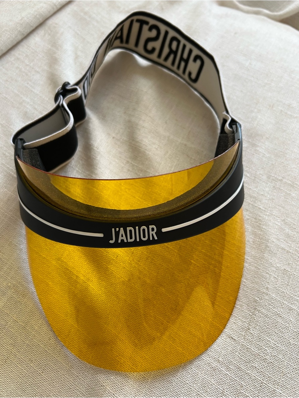 Authentic Dior J'Adior women Yellow Tinted Visor with Black Trim hat